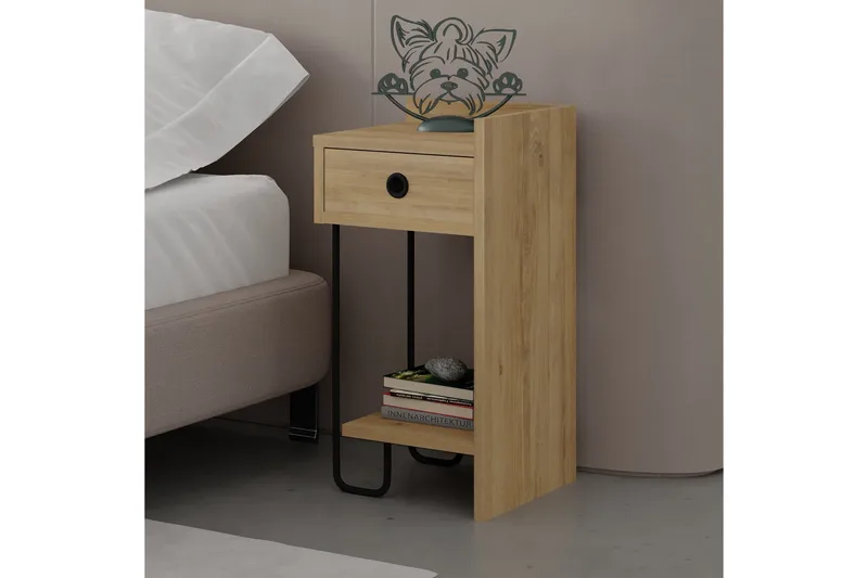 Sirius Sängbord 32x30 cm Ljusbrun - Hanah Home - Möbler - Bord & matgrupper - Avlastningsbord - Sängbord & nattduksbord