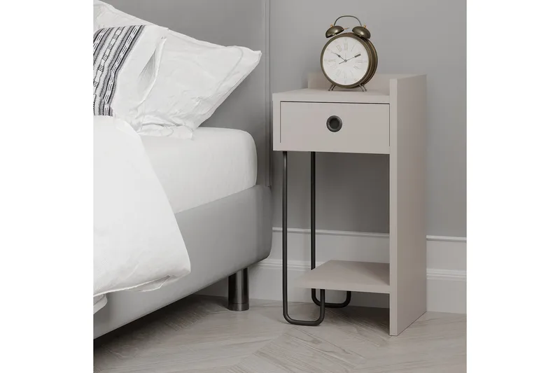 Sirius Sängbord 32x30 cm Ljusbrun - Hanah Home - Möbler - Bord & matgrupper - Avlastningsbord - Sängbord & nattduksbord