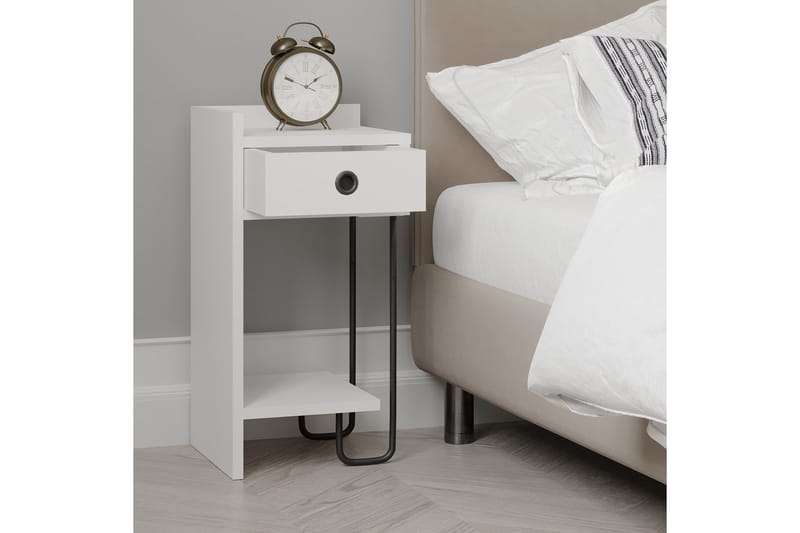 Sirius Sängbord 32x30 cm Vit - Hanah Home - Möbler - Bord & matgrupper - Avlastningsbord - Sängbord & nattduksbord