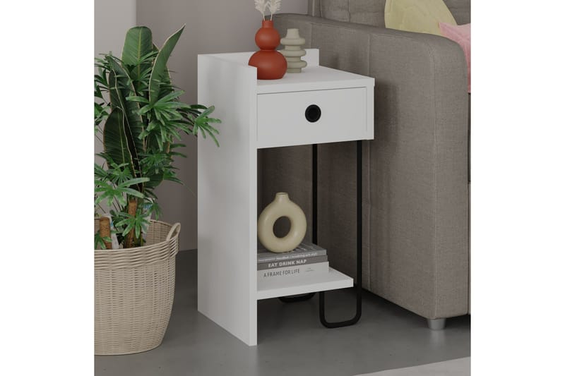 Sirius Sängbord 32x30 cm Vit - Hanah Home - Möbler - Bord & matgrupper - Avlastningsbord - Sängbord & nattduksbord