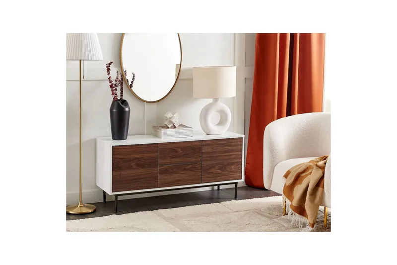 Skänk Okland Vitt, mörkt trä - Vitt, mörkt trä - Förvaring - Förvaringsmöbler - Sideboard & skänk