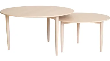 Soffbordsset Ravik Ø90/Ø70 cm - Vitpigmenterad - Möbler - Bord & matgrupper - Avlastningsbord - Satsbord