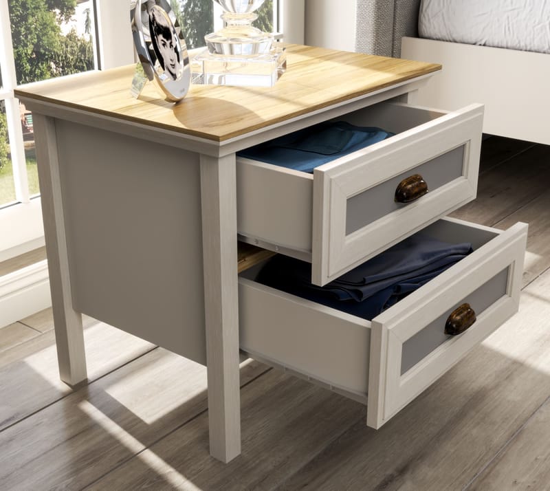 Solena Sängbord 60 cm - Crème, ek, grå - Möbler - Bord & matgrupper - Avlastningsbord - Sängbord & nattduksbord