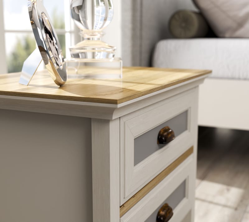 Solena Sängbord 60 cm - Crème, ek, grå - Möbler - Bord & matgrupper - Avlastningsbord - Sängbord & nattduksbord