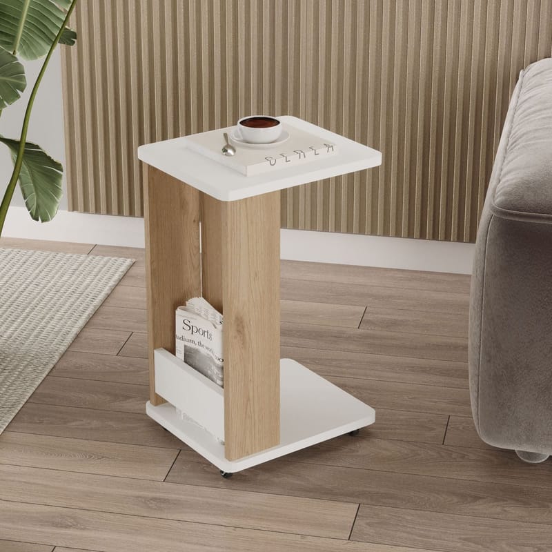 Solven Sidobord 32x42x55 cm - Ek och vitt - Möbler - Bord & matgrupper - Avlastningsbord - Lampbord