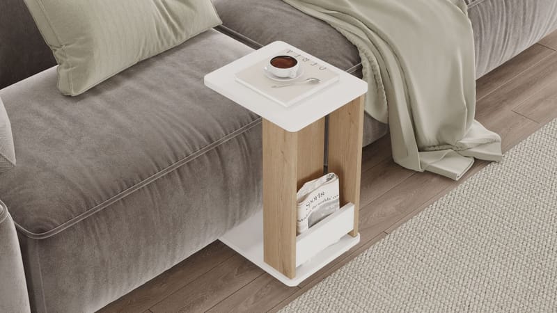Solven Sidobord 32x42x55 cm - Ek och vitt - Möbler - Bord & matgrupper - Avlastningsbord - Lampbord
