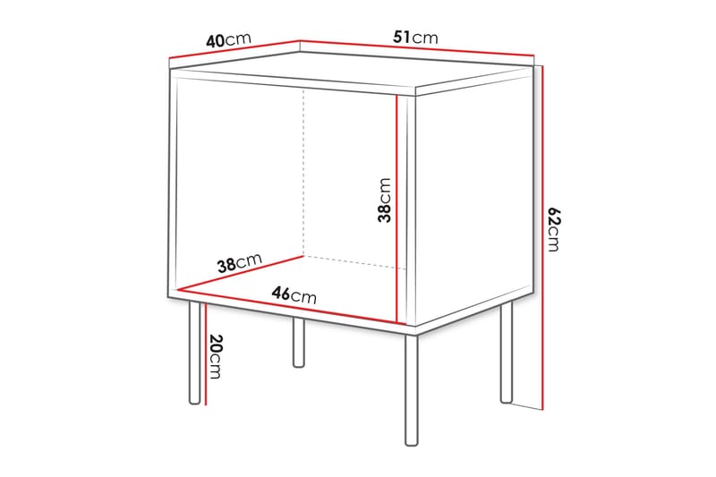 Stintino Sängbord 51 cm - Svart/Brun - Möbler - Bord & matgrupper - Avlastningsbord - Sängbord & nattduksbord