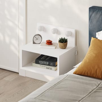 Sumira Vägghängt Sängbord & Nattduksbord med LED-belysning 40 cm i Trä med Hylla - Vit - Möbler - Bord & matgrupper - Avlastningsbord - Sängbord & nattduksbord