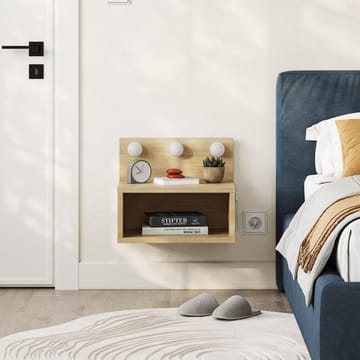 Sumira Vägghängt Sängbord 40 cm med Trä- och Ekutseende, Förvaring med Hylla och LED-belysning - Brun - Möbler - Bord & matgrupper - Avlastningsbord - Sängbord & nattduksbord