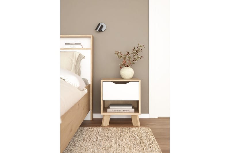 Sumita Sängbord 40 cm - Brun/Vit - Möbler - Bord & matgrupper - Avlastningsbord - Sängbord & nattduksbord