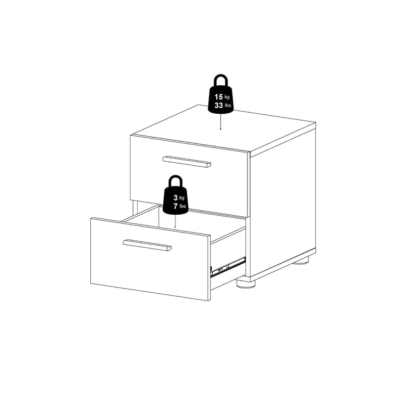 Suntia Nattduksbord med 2 lådor 40x40x42 cm - Möbler - Bord & matgrupper - Avlastningsbord - Sängbord & nattduksbord