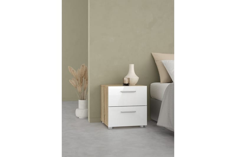 Suntia Sängbord 40 cm - Vit/Natur - Möbler - Bord & matgrupper - Avlastningsbord - Sängbord & nattduksbord