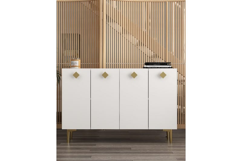 Sylas Konsollbord 120x120 cm - Vit/Guld - Möbler - Bord & matgrupper - Avlastningsbord - Hallbord