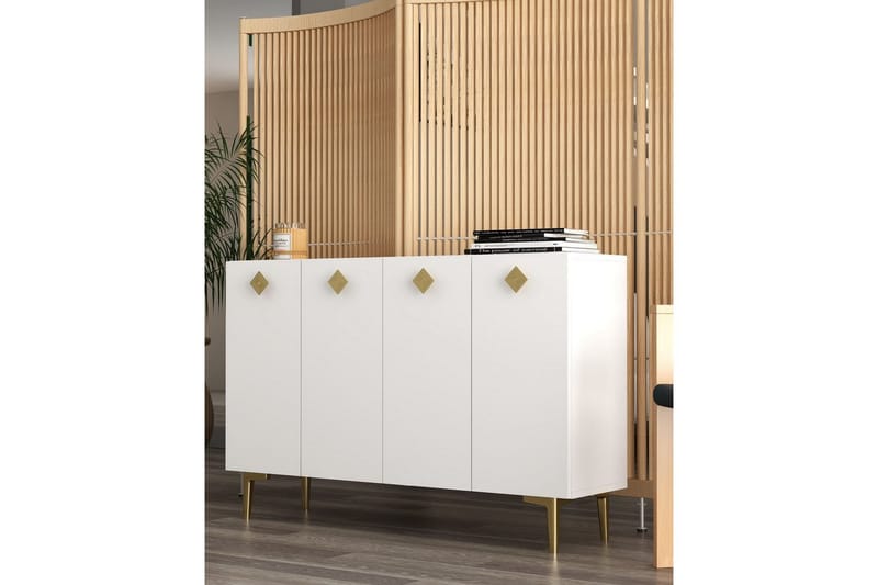 Sylas Konsollbord 120x120 cm - Vit/Guld - Möbler - Bord & matgrupper - Avlastningsbord - Hallbord