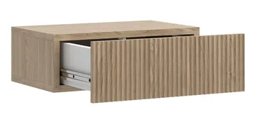 Takayo Vägghängt Sängbord 50 cm med Trä- och Ekutseende, Förvaring med Låda - Beige - Möbler - Bord & matgrupper - Avlastningsbord - Sängbord & nattduksbord