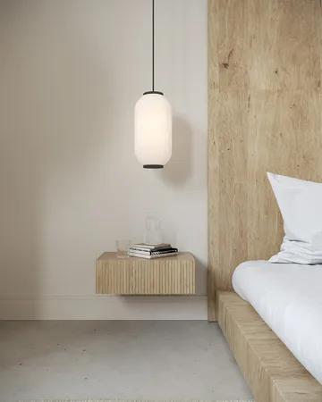 Takayo Vägghängt Sängbord 50 cm med Trä- och Ekutseende, Förvaring med Låda - Beige - Möbler - Bord & matgrupper - Avlastningsbord - Sängbord & nattduksbord