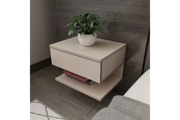 Telo Vägghängt Sängbord 45 cm med Ljust Träutseende, Förvaring med Låda - Beige - Möbler - Bord & matgrupper - Avlastningsbord - Sängbord & nattduksbord