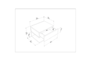 Telo Vägghängt Sängbord 45 cm med Ljust Träutseende, Förvaring med Låda - Beige - Möbler - Bord & matgrupper - Avlastningsbord - Sängbord & nattduksbord