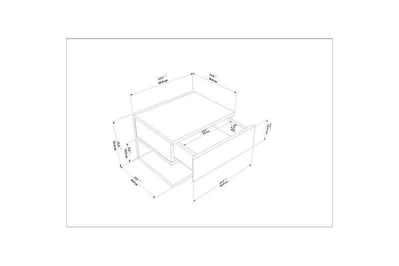 Telo Vägghängt Sängbord 45 cm med Ljust Träutseende, Förvaring med Låda - Beige - Möbler - Bord & matgrupper - Avlastningsbord - Sängbord & nattduksbord