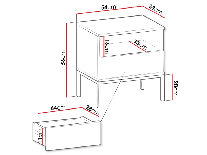 Tenorio Sängbord 54 cm - Beige - Möbler - Bord & matgrupper - Avlastningsbord - Sängbord & nattduksbord