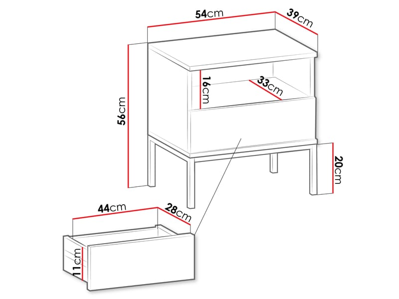 Tenorio Sängbord 54 cm - Beige - Möbler - Bord & matgrupper - Avlastningsbord - Sängbord & nattduksbord