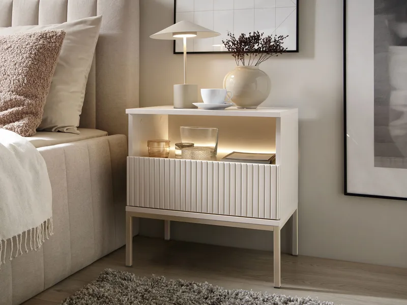 Tenorio Sängbord 54 cm - Beige - Möbler - Bord & matgrupper - Avlastningsbord - Sängbord & nattduksbord