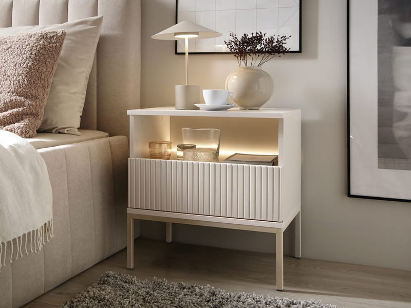 Tenorio Sängbord 54 cm - Beige - Möbler - Bord & matgrupper - Avlastningsbord - Sängbord & nattduksbord