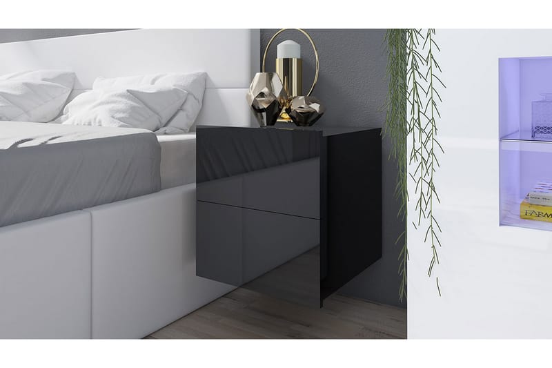Tessan Sängbord 40 cm med Förvaring - Svart - Sängbord & nattduksbord