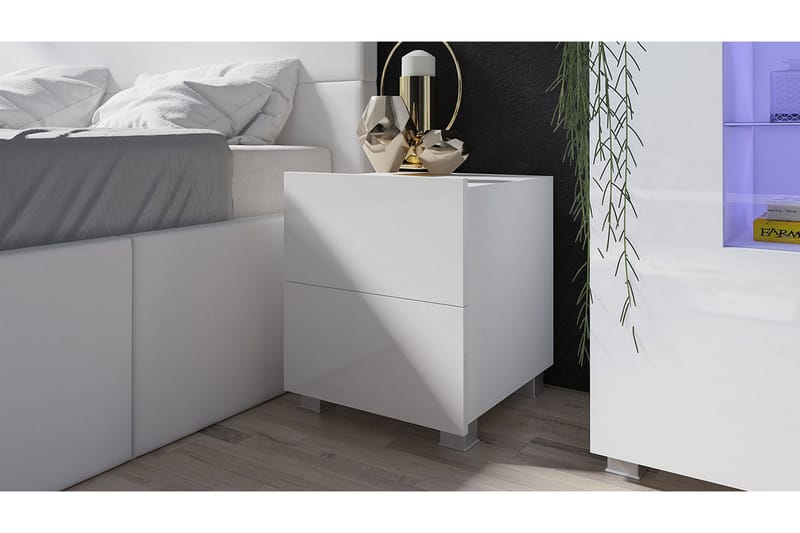 Tessan Sängbord 40 cm med Förvaring - Vit - Sängbord & nattduksbord