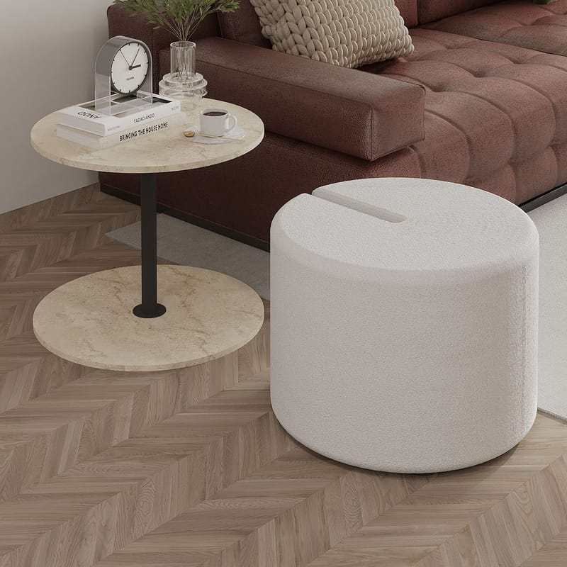 Torven Set med sidobord 43x47x43 cm - Travertin - Möbler - Bord & matgrupper - Avlastningsbord - Lampbord