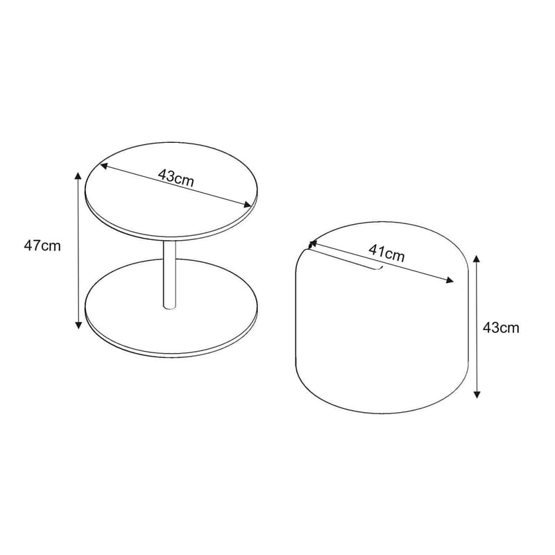 Torven Set med sidobord 43x47x43 cm - Vit - Möbler - Bord & matgrupper - Avlastningsbord - Lampbord