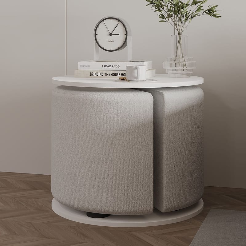 Torven Set med sidobord 43x47x43 cm - Vit - Möbler - Bord & matgrupper - Avlastningsbord - Lampbord