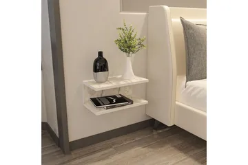 Torvic Vägghängt Sängbord & Nattduksbord 45 cm i Marmorutseende med Förvaring - Vit - Möbler - Bord & matgrupper - Avlastningsbord - Sängbord & nattduksbord