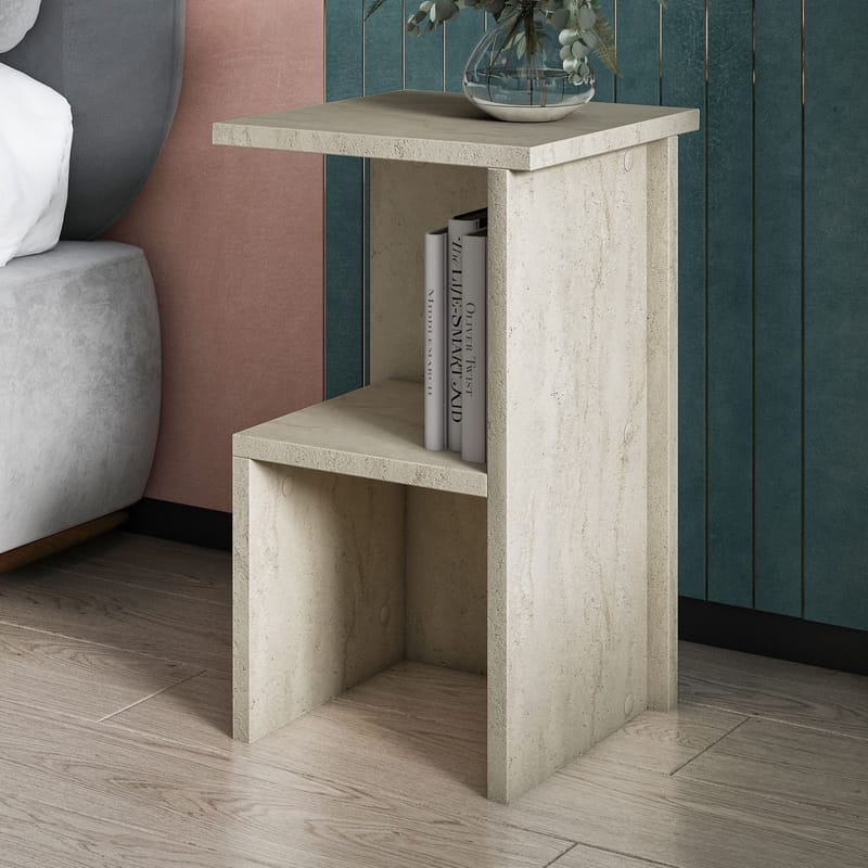 Tunel Nattduksbord 29,6x50x29,6 cm - Travertin - Möbler - Bord & matgrupper - Avlastningsbord - Sängbord & nattduksbord