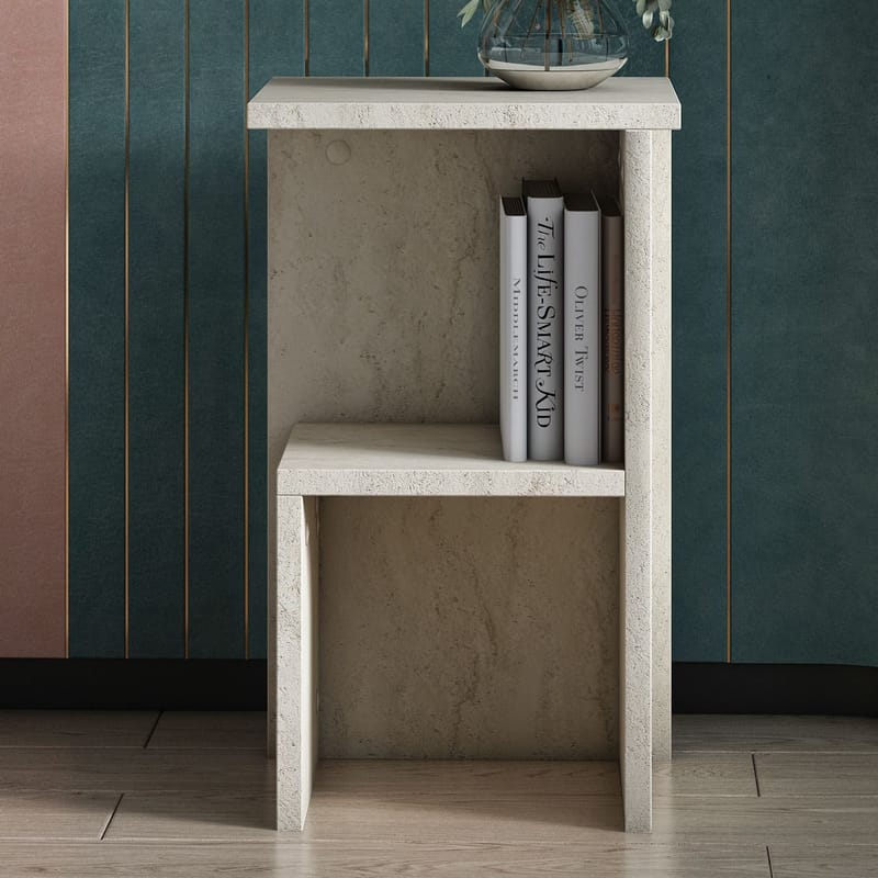 Tunel Nattduksbord 29,6x50x29,6 cm - Travertin - Möbler - Bord & matgrupper - Avlastningsbord - Sängbord & nattduksbord