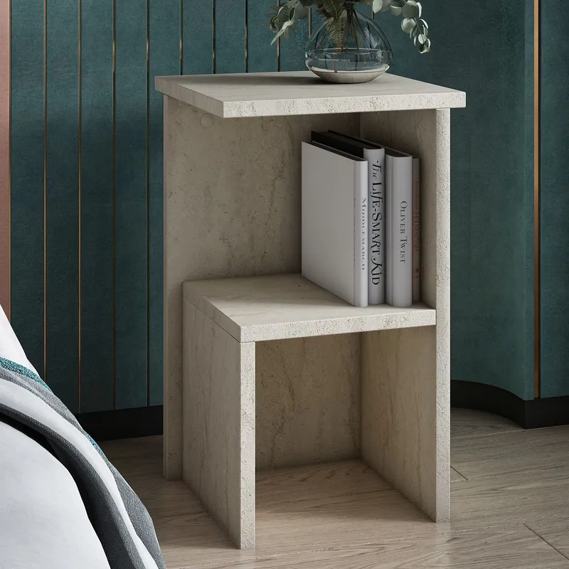 Tunel Nattduksbord 29,6x50x29,6 cm - Travertin - Möbler - Bord & matgrupper - Avlastningsbord - Sängbord & nattduksbord