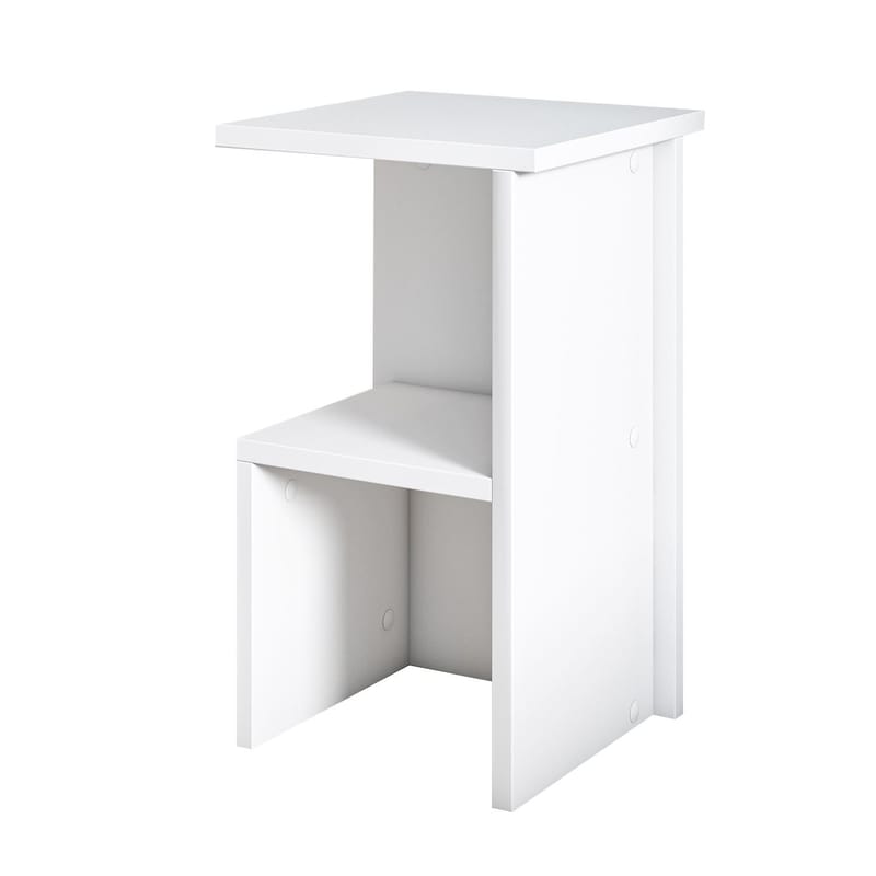 Tunel Sängbord 30 cm, Förvaring med Hylla, Vit