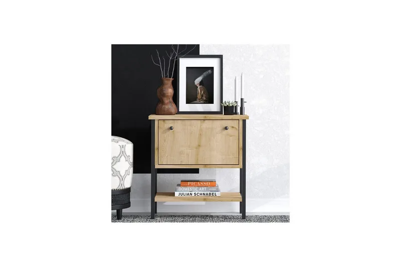 Valery Sängbord 55 cm - Ek/Svart - Möbler - Bord & matgrupper - Avlastningsbord - Sängbord & nattduksbord