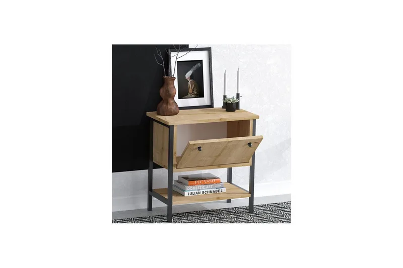 Valery Sängbord 55 cm - Ek/Svart - Möbler - Bord & matgrupper - Avlastningsbord - Sängbord & nattduksbord