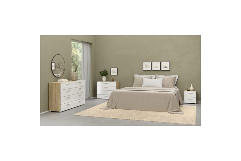 Vansu Sängbord 40 cm - Vit/Natur - Möbler - Bord & matgrupper - Avlastningsbord - Sängbord & nattduksbord