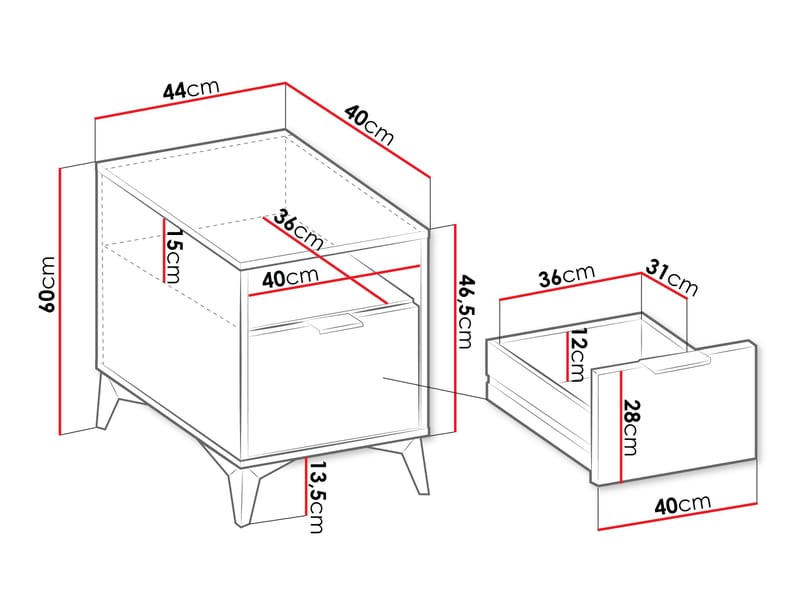 Vemdalen Sängbord 44 cm - brun - Möbler - Bord & matgrupper - Avlastningsbord - Sängbord & nattduksbord