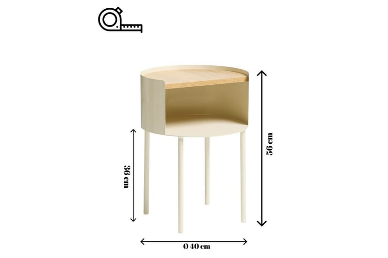 Veyric Sidobord 40 cm - Cream - Möbler - Bord & matgrupper - Avlastningsbord - Lampbord