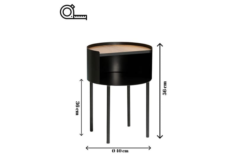 Veyric Sidobord 40 cm - Svart - Möbler - Bord & matgrupper - Avlastningsbord - Lampbord