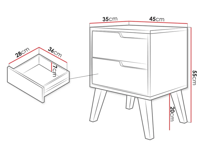 Virello Sängbord 45 cm - beige - Möbler - Bord & matgrupper - Avlastningsbord - Sängbord & nattduksbord