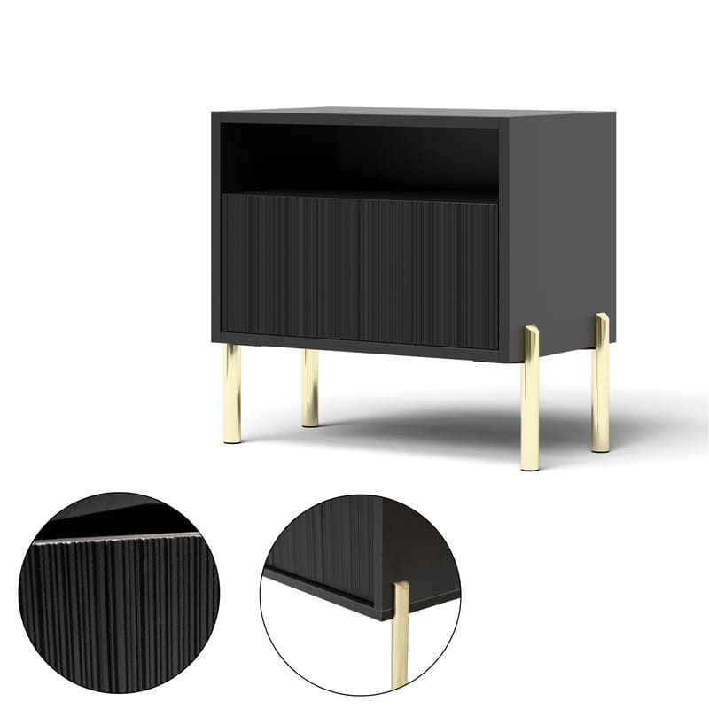 Virmani Sängbord 47 cm - Svart - Möbler - Bord & matgrupper - Avlastningsbord - Sängbord & nattduksbord