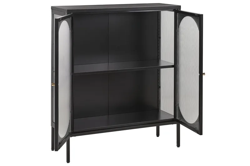 Vitrinskåp Sarre Svart, guld - Svart, guld - Förvaring - Skåp - Vitrinskåp