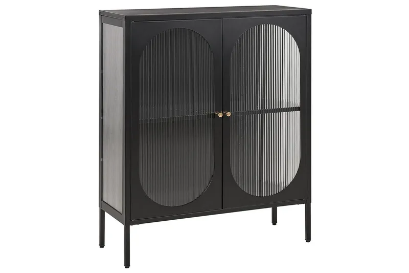 Vitrinskåp Sarre Svart, guld - Svart, guld - Förvaring - Skåp - Vitrinskåp