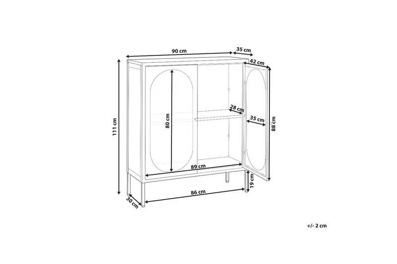 Vitrinskåp Sarre Vitt, guld - Vitt, guld - Förvaring - Skåp - Vitrinskåp