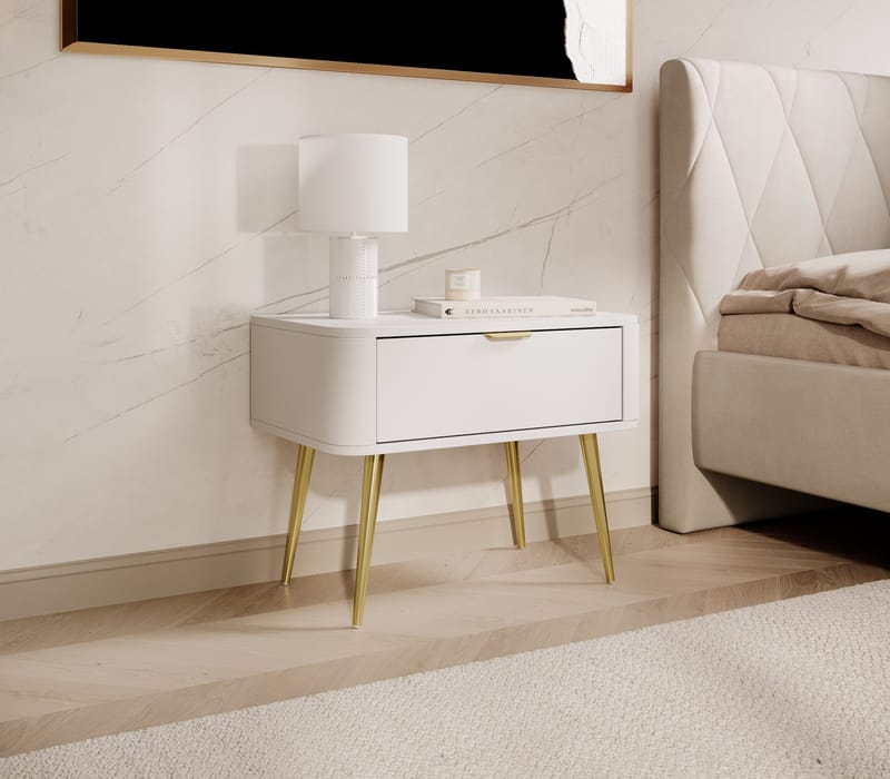 Walia Sängbord 63 cm - Vit - Möbler - Bord & matgrupper - Avlastningsbord - Sängbord & nattduksbord