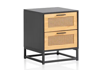 Wohnling Sängbord Rotting med 2 Lådor i Massivt Mangoträ - Svart - Möbler - Bord & matgrupper - Avlastningsbord - Sängbord & nattduksbord